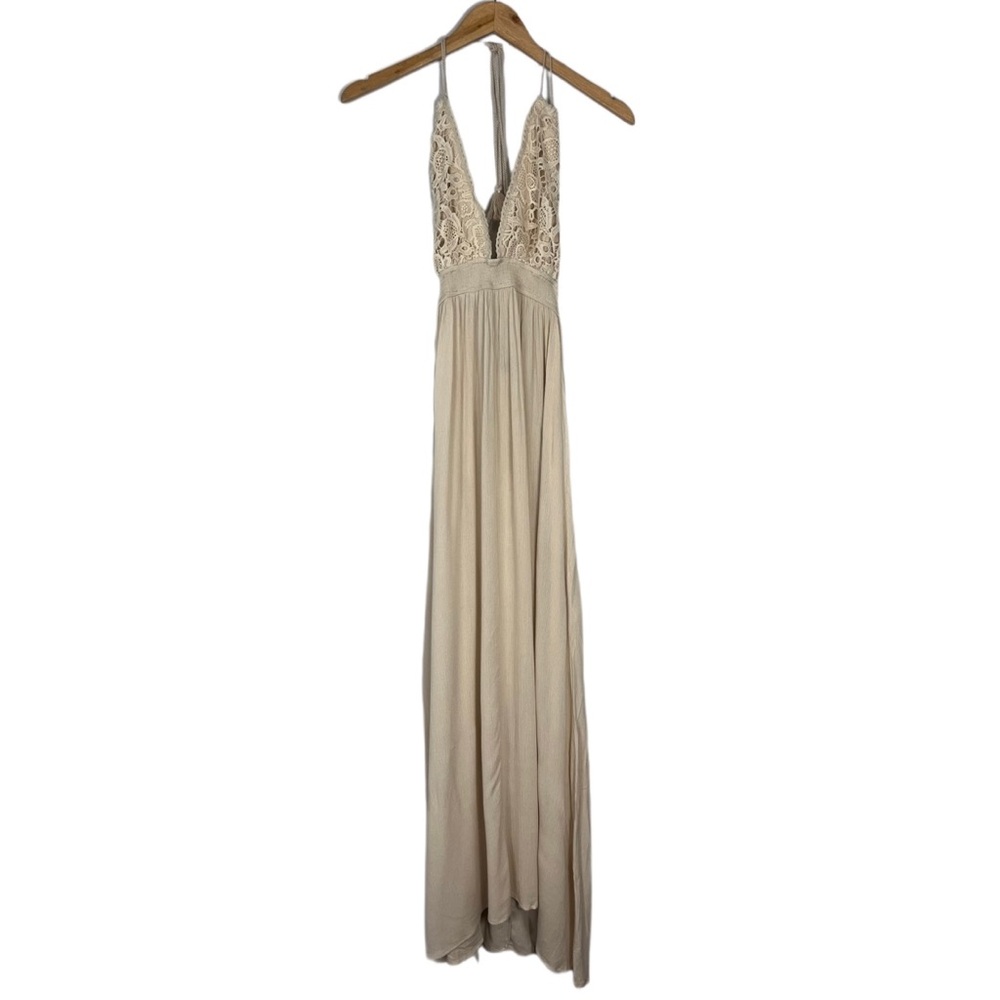 Tan Bohemian Flowy Maxi Dress